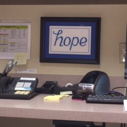 The word "hope" framed